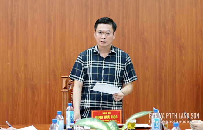 Đồng chí Đinh Hữu Học, Ủy viên Ban Thường vụ Tỉnh ủy, Phó Chủ tịch Thường trực UBND tỉnh phát biểu tại buổi kiểm tra