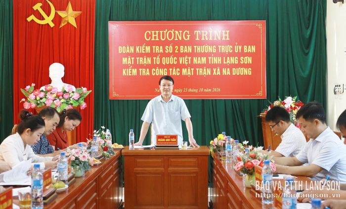 Đồng chí Hoàng Anh Tuấn, Phó Chủ tịch Ủy ban MTTQ Việt Nam tỉnh phát biểu kết luận tại buổi kiểm tra ở xã Na Dương