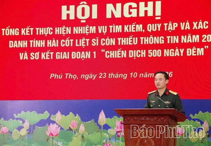 Chính ủy Bộ CHQS tỉnh, Phó Trưởng Ban Thường trực Ban Chỉ đạo tỉnh Nguyễn Đức Cương phát biểu chỉ đạo hội nghị.