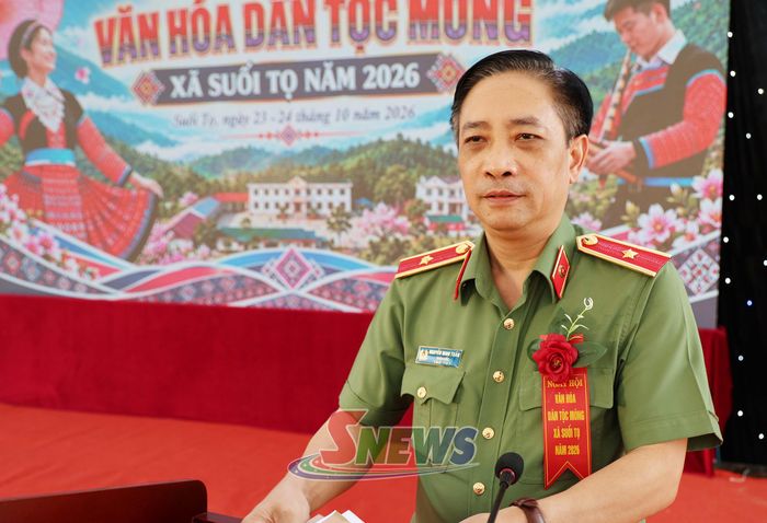 Đồng chí Thiếu tướng Nguyễn Minh Tuấn, phát biểu tại ngày hội