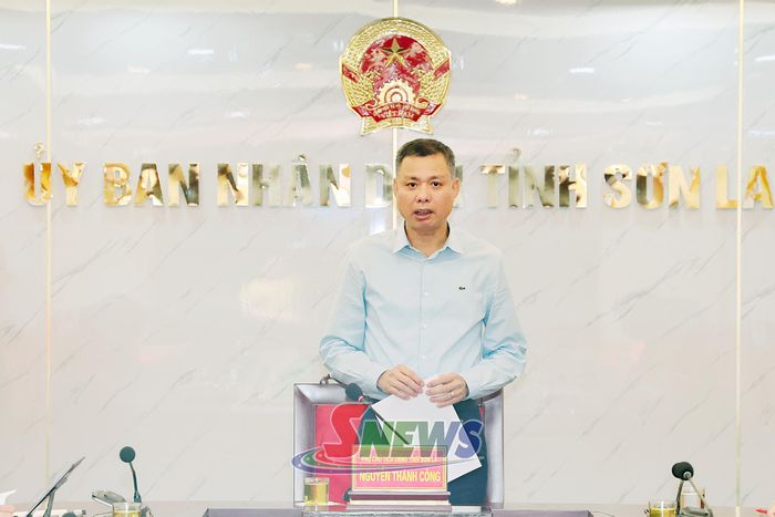 Đồng chí Nguyễn Thành Công, Phó Chủ tịch UBND tỉnh phát biểu kết luận cuộc họp.