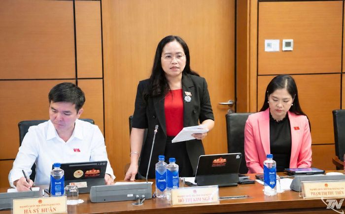 Đại biểu Hồ Thị Kim Ngân (Đoàn ĐBQH tỉnh Thái Nguyên) thảo luận tại Tổ.