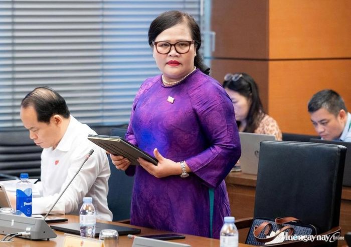 Phó Trưởng đoàn ĐBQH chuyên trách TP. Huế Nguyễn Thị Sửu đề nghị xử lý những quy định chồng chéo, không còn phù hợp. Ảnh: Đoàn ĐBQH thành phố cung cấp