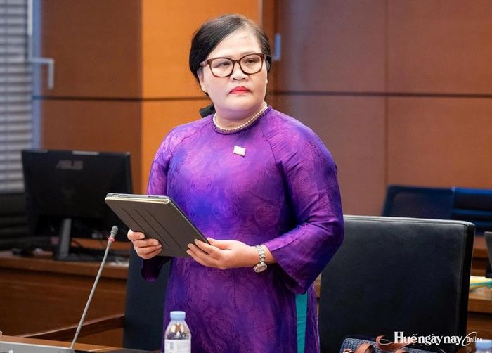 Đại biểu Nguyễn Thị Sửu, Phó Trưởng đoàn đại biểu Quốc hội chuyên trách TP. Huế, đề nghị rà soát quy định về thuế đối với đất bỏ hoang. Ảnh: Đoàn ĐBQH thành phố cung cấp