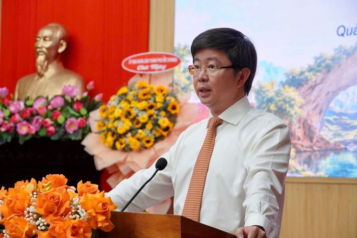 Chủ tịch UBND tỉnh Quảng Trị Bùi Hoàng Phương phát biểu tại buổi lễ. Ảnh: Khánh Trinh