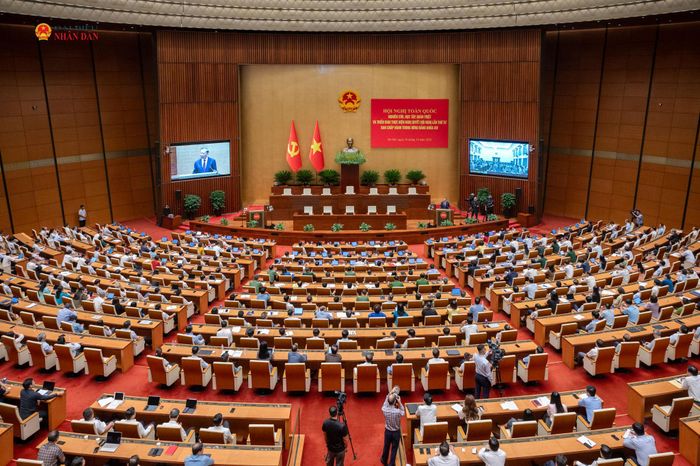 Hội nghị toàn quốc nghiên cứu, học tập, quán triệt và triển khai Nghị quyết Trung ương 4, khóa XIV. Ảnh: Phạm Thắng