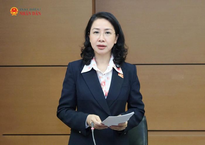 ĐBQH Phan Thị Thùy Linh (Thanh Hóa) phát biểu thảo luận. Ảnh: An Nhiên