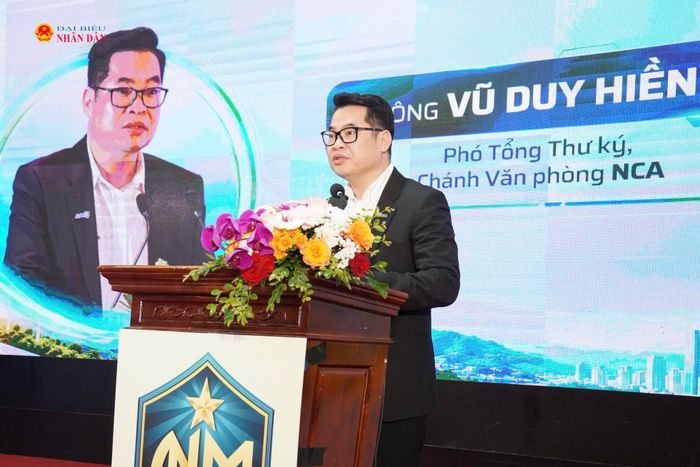 Ông Vũ Duy Hiền, Phó Tổng Thư ký, Chánh Văn phòng Hiệp hội An ninh mạng quốc gia phát biểu.