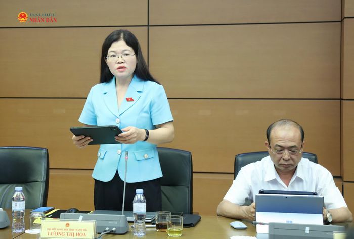 ĐBQH Lương Thị Hoa (Thanh Hóa) phát biểu thảo luận. Ảnh: An Nhiên