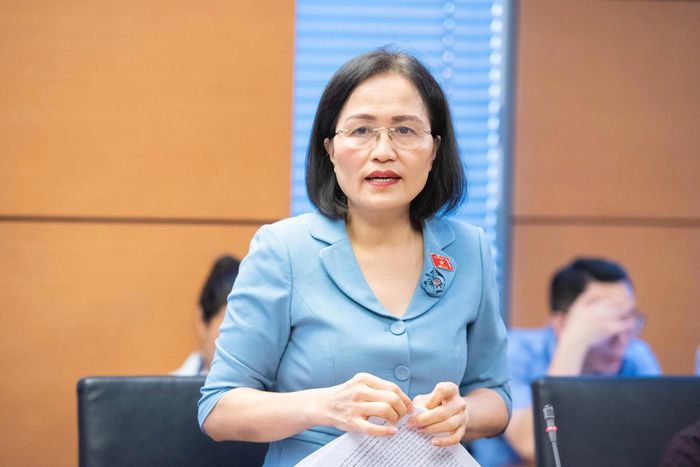 ĐBQH Trần Thị Kim Nhung (TP. Quảng Ninh) phát biểu thảo luận tại tổ. Ảnh: Đức Minh
