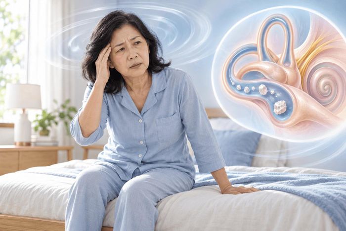 Chóng mặt khi trở mình hoặc ngồi dậy có thể là biểu hiện của sỏi tai, cần thăm khám để xác định đúng nguyên nhân