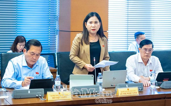 Đại biểu Lê Thị Ngọc Linh, Phó Chủ tịch Uỷ ban MTTQ Việt Nam tỉnh Cà Mau, Chủ tịch Hội Liên hiệp Phụ nữ tỉnh, Uỷ viên Uỷ ban Công tác đại biểu của Quốc hội, đề nghị kiểm soát chặt điều kiện miễn thuế đối với cơ sở giáo dục tư thục phi lợi nhuận và đơn vị cung cấp suất ăn trường học, bệnh viện, bảo đảm lợi ích thực chất cho người thụ hưởng.