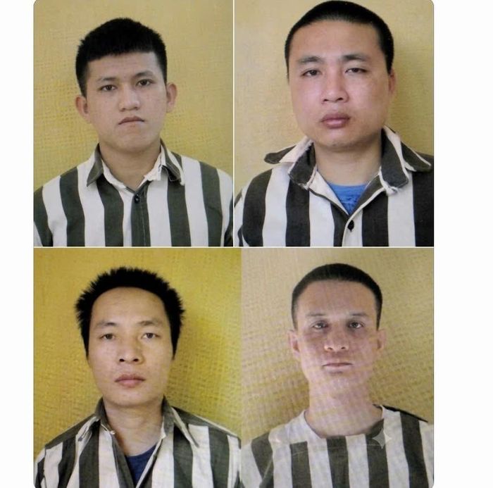 4 phạm nhân (từ trái sang, từ trên xuống): Hồ Văn Tình, Lê Văn Cường, Lữ Văn Toàn  và Võ Hoàng Duy. Ảnh: Cơ quan Công an