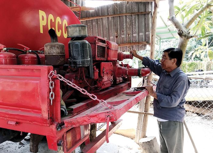 Xe của đội chữa cháy tình nguyện xã Hòa Lạc (Phú Tân, An Giang)