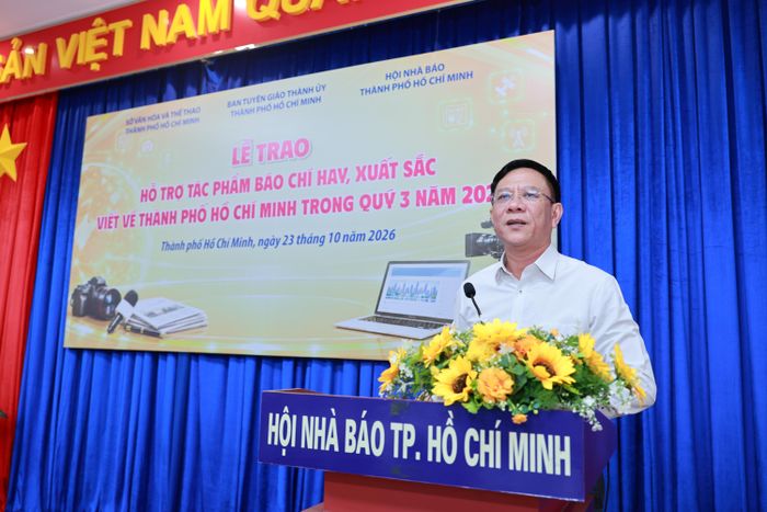 Ông Nguyễn Ngọc Hồi, Phó Giám đốc Sở Văn hoá và Thể thao TPHCM phát biểu 