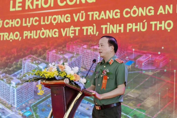 Thứ trưởng Bộ Công an Đặng Hồng Đức phát biểu tại lễ khởi công.