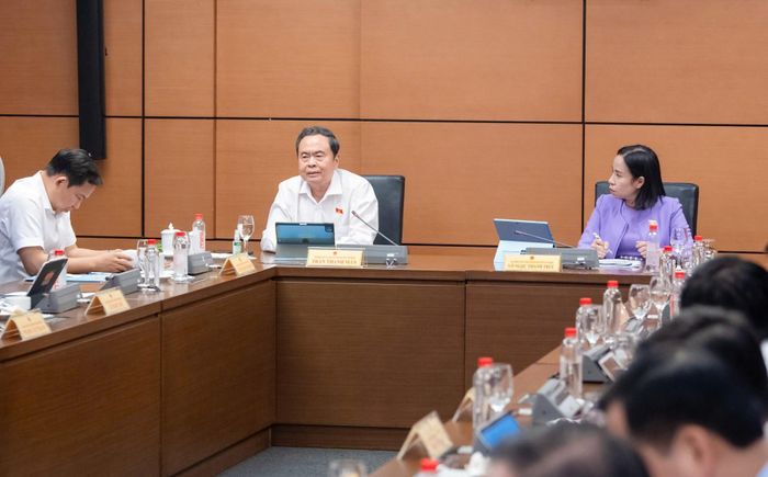 Chủ tịch Quốc hội Trần Thanh Mẫn phát biểu tại phiên thảo luận tổ về dự thảo Luật Đất đai (sửa đổi). Ảnh: Vũ Hiếu.