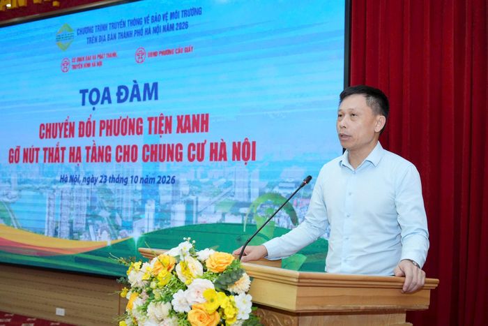 PGS.TS Nguyễn Thành Lợi, Phó Giám đốc Cơ quan Báo và Phát thanh, Truyền hình Hà Nội phát biểu khai mạc tọa đàm. Ảnh: Ngọc Tú