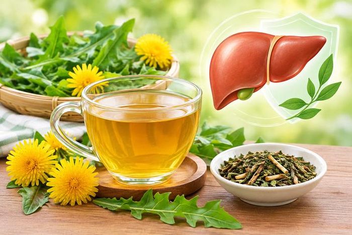 Trà bồ công anh có thể được pha từ lá, rễ hoặc hoa, mỗi bộ phận chứa những thành phần khác nhau. Ảnh AI.