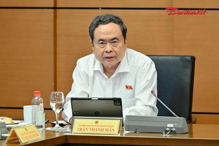 Chủ tịch Quốc hội Trần Thanh Mẫn phát biểu tại Tổ 2 (Ảnh: Quang Vinh)