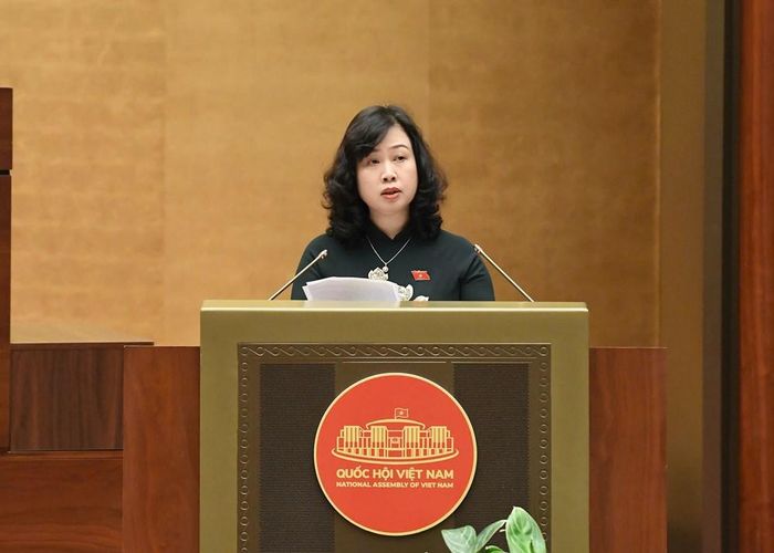 Bộ trưởng Bộ Y tế Đào Hồng Lan trình bày tờ trình