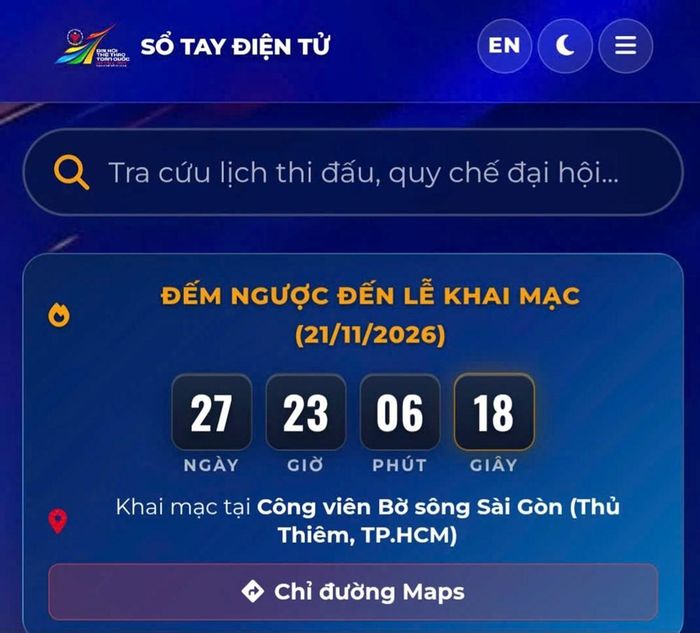 Với giao diện hiện đại, Sổ tay điện tử của Đại hội cung cấp đầy đủ thông tin cho HLV, VĐV, giới báo chí và người hâm mộ