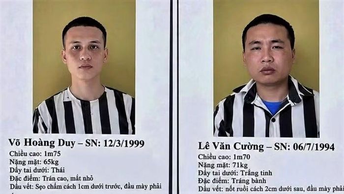 Đối tượng Lê Văn Cường (bìa phải) đã bị lực lượng chức năng bắt giữ sau 3 ngày lẩn trốn. (Ảnh: Công an cung cấp)