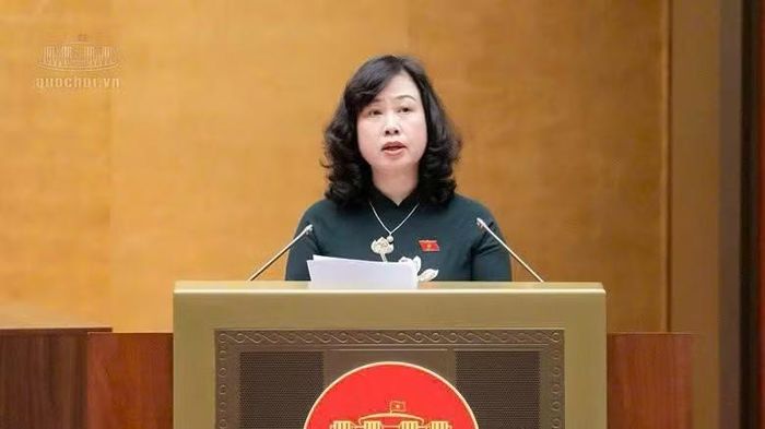 Bộ trưởng Y tế Đào Hồng Lan trình bày báo cáo tóm tắt nội dung chính của dự án Luật An toàn thực phẩm tại Kỳ họp thứ 2, Quốc hội khóa XVI. (Ảnh: quochoi.vn)