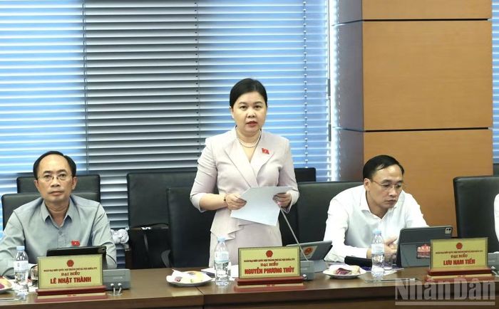 Đại biểu Nguyễn Phương Thủy (Đoàn thành phố Hà Nội) phát biểu thảo luận.