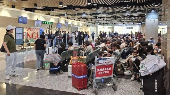 Sân bay Bành Hồ hoãn nhiều chuyến bay trong ngày 23 và 24-10 do bão Champi. Ảnh: FOCUS TAIWAN