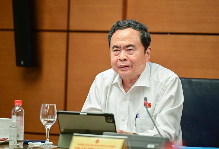  Chủ tịch Quốc hội Trần Thanh Mẫn phát biểu tại thảo luận tổ chiều 24-10. Ảnh: ĐỖ TRUNG 