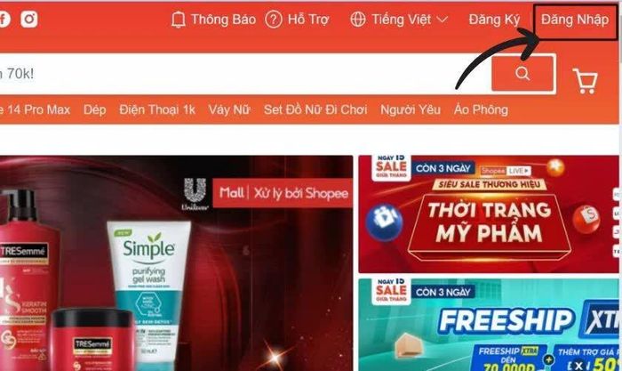 Mở trình duyệt trên máy tính và truy cập trang web.