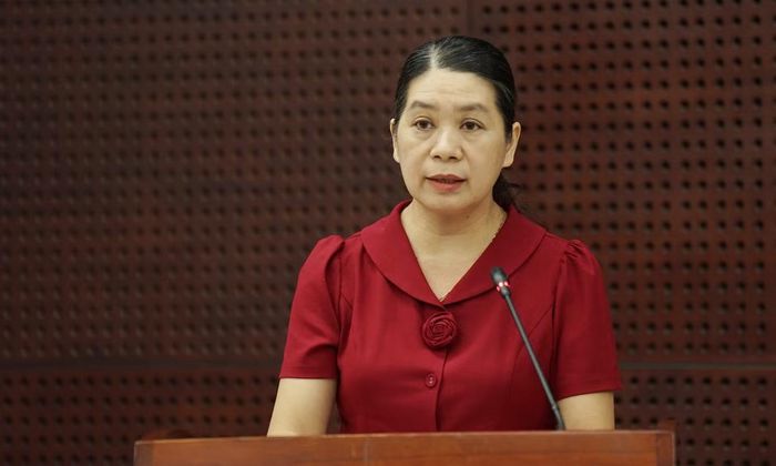 Bà Đoàn Thị Kim Anh, Phó Chi cục trưởng Chi cục Bảo vệ môi trường TP Đà Nẵng tại buổi họp báo.