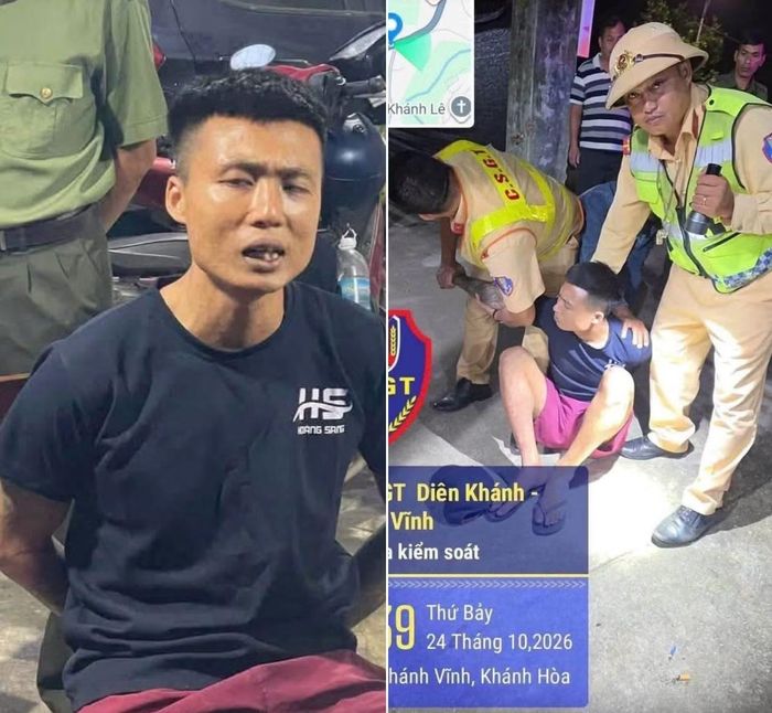 Công an tỉnh Khánh Hòa cho biết lực lượng Cảnh sát giao thông vừa bắt giữ Lê Văn Cường ngày 24/10. Ảnh: Công an cung cấp