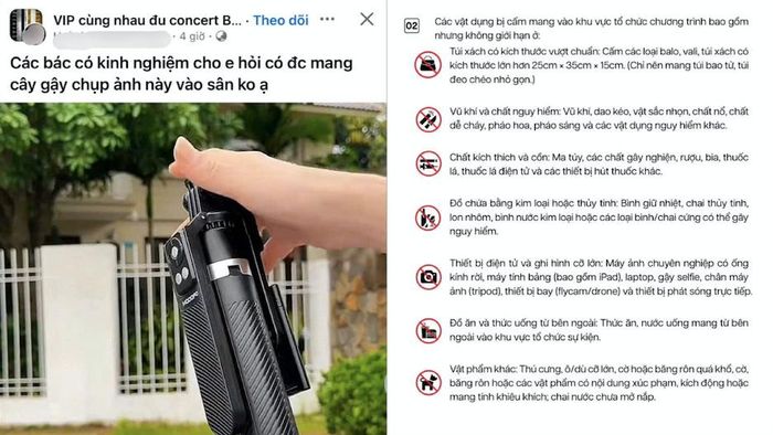 Người hâm mộ thắc mắc các món đồ liệu có được mang vào bên trong