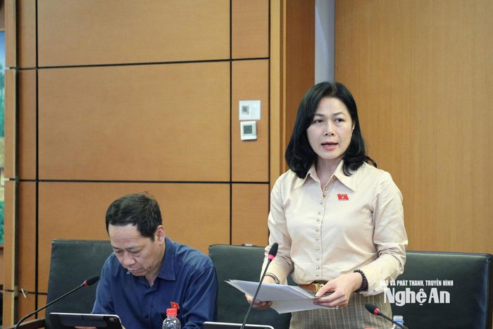 Đại biểu Vũ Thị Lan Anh - Ủy viên chuyên trách Ủy ban Công tác đại biểu của Quốc hội phát biểu thảo luận. Ảnh: Việt Anh