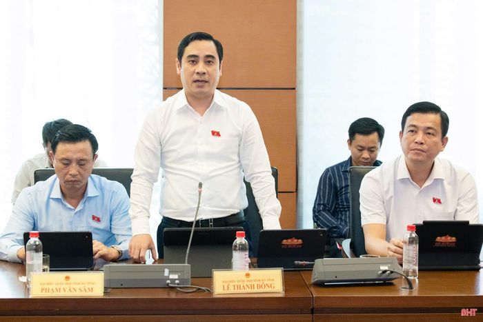 Đại biểu Lê Thành Đông - Giám đốc Sở Khoa học và Công nghệ Hà Tĩnh phát biểu.