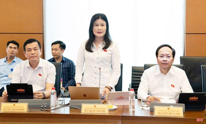 Đại biểu Bùi Thị Quỳnh Thơ - Phó Chủ nhiệm Ủy ban Công tác đại biểu của Quốc hội (Đoàn ĐBQH tỉnh Hà Tĩnh) phát biểu ý kiến.