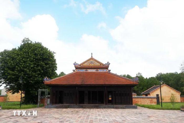 Công trình trong khu vực Trai Cung đã được tu bổ, phục hồi, góp phần bảo tồn tổng thể Di tích đàn Nam Giao, thành phố Huế.( Ảnh: Nguyên Lý/TTXVN)