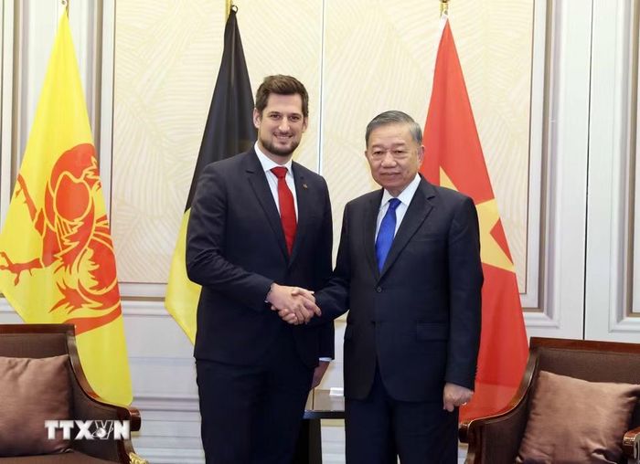 Tổng Bí thư, Chủ tịch nước Tô Lâm tiếp Bộ trưởng, Thủ hiến vùng Wallonie, ông Adrien Dolimont. (Ảnh: Thống Nhất/TTXVN)