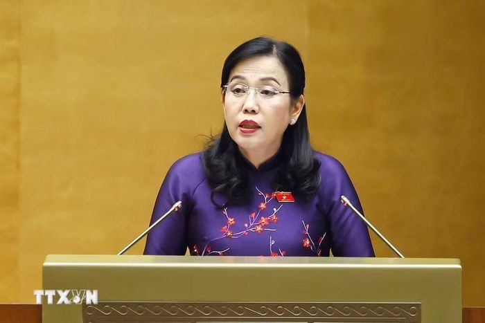 Chủ nhiệm Ủy ban Khoa học, Công nghệ và Môi trường của Quốc hội Nguyễn Thanh Hải trình bày Báo cáo thẩm tra về dự án Luật An toàn thực phẩm (sửa đổi). (Ảnh: Doãn Tấn/TTXVN)