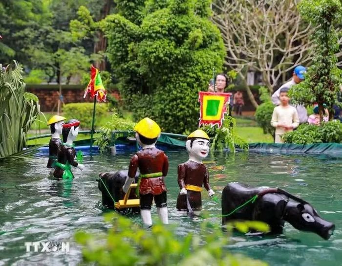 Những sáng tạo của Rối nước đã giúp loại hình nghệ thuật dân gian này phát huy được giá trị bền vững giữa đời sống đương đại. (Ảnh: Khánh Hòa/TTXVN)