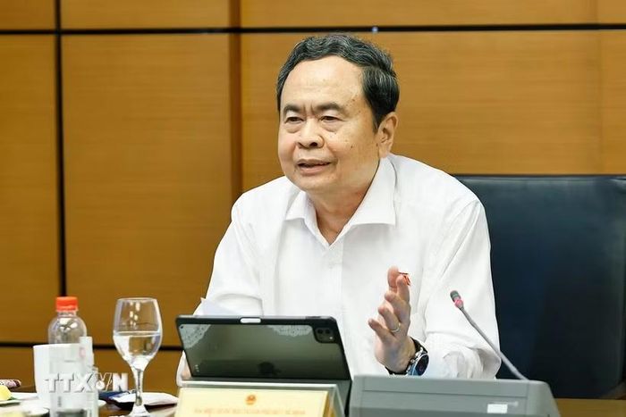 Chủ tịch Quốc hội Trần Thanh Mẫn, đại biểu Quốc hội Thành phố Hồ Chí Minh phát biểu. (Ảnh: Doãn Tấn/TTXVN)