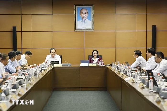 Chủ tịch Quốc hội Trần Thanh Mẫn, đại biểu Quốc hội Thành phố Hồ Chí Minh phát biểu. (Ảnh: Doãn Tấn/TTXVN)