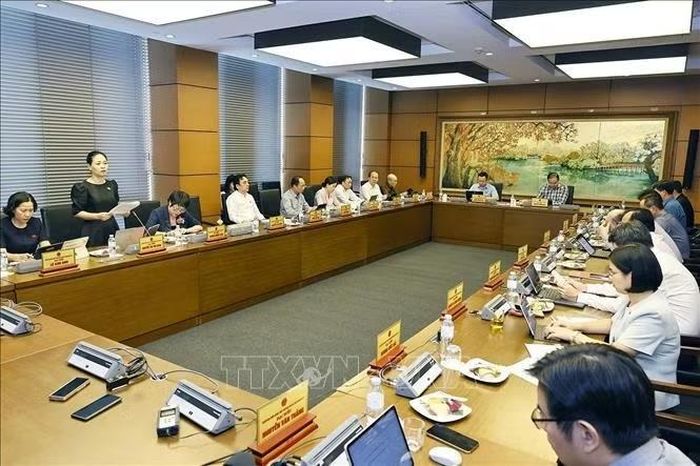 Đoàn đại biểu Quốc hội TP Hà Nội thảo luận ở tổ. Ảnh: Doãn Tấn/TTXVN