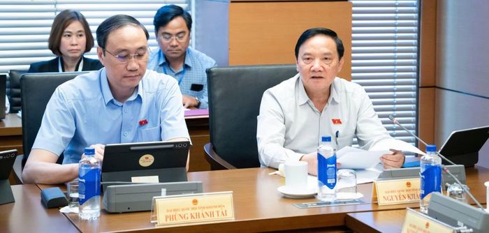 Phó Chủ tịch Quốc hội Nguyễn Khắc Định phát biểu tại tổ.
