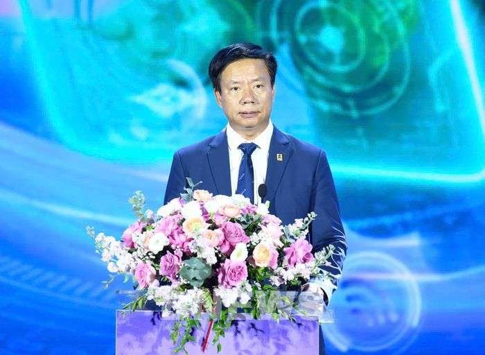Ông Nguyễn Quang Minh, Tổng Giám đốc Công ty Cổ phần Thanh toán Quốc gia Việt Nam (NAPAS) phát biểu tại lễ khai mạc. Ảnh: Lê Phương/Bnews/vnanet.vn