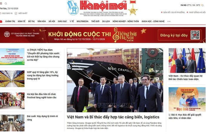 Giao diện Báo Hànộimới. Ảnh chụp màn hình.