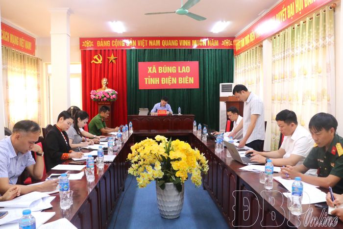 UBND xã Búng Lao họp rà soát các tiêu chí nông thôn mới trên địa bàn theo bộ tiêu chí giai đoạn 2026–2030.