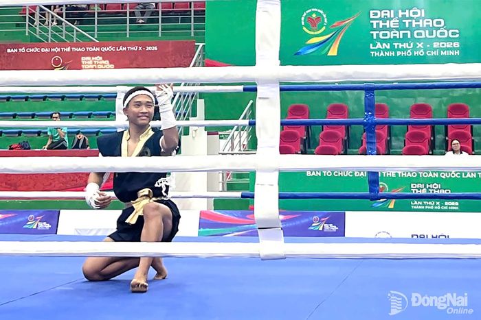 Vận động viên Nguyễn Hoàng Sơn (Đồng Nai) hoàn thành bài biểu diễn xuất sắc, đạt 9.07 điểm. Ảnh: ĐVCC